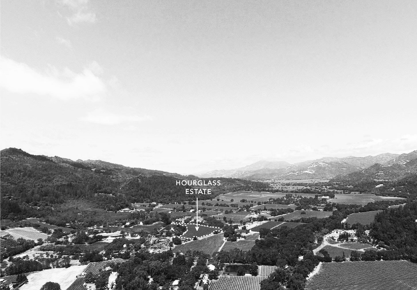 Hourglass vineyard from sky